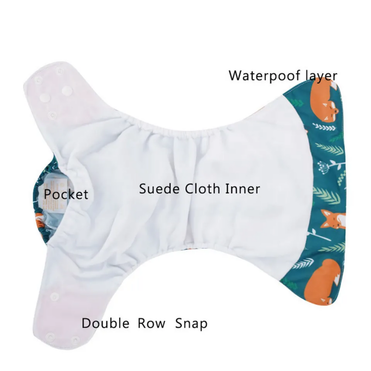 Pocket Cloth Nappy - Suede Velcro - Deep Blue