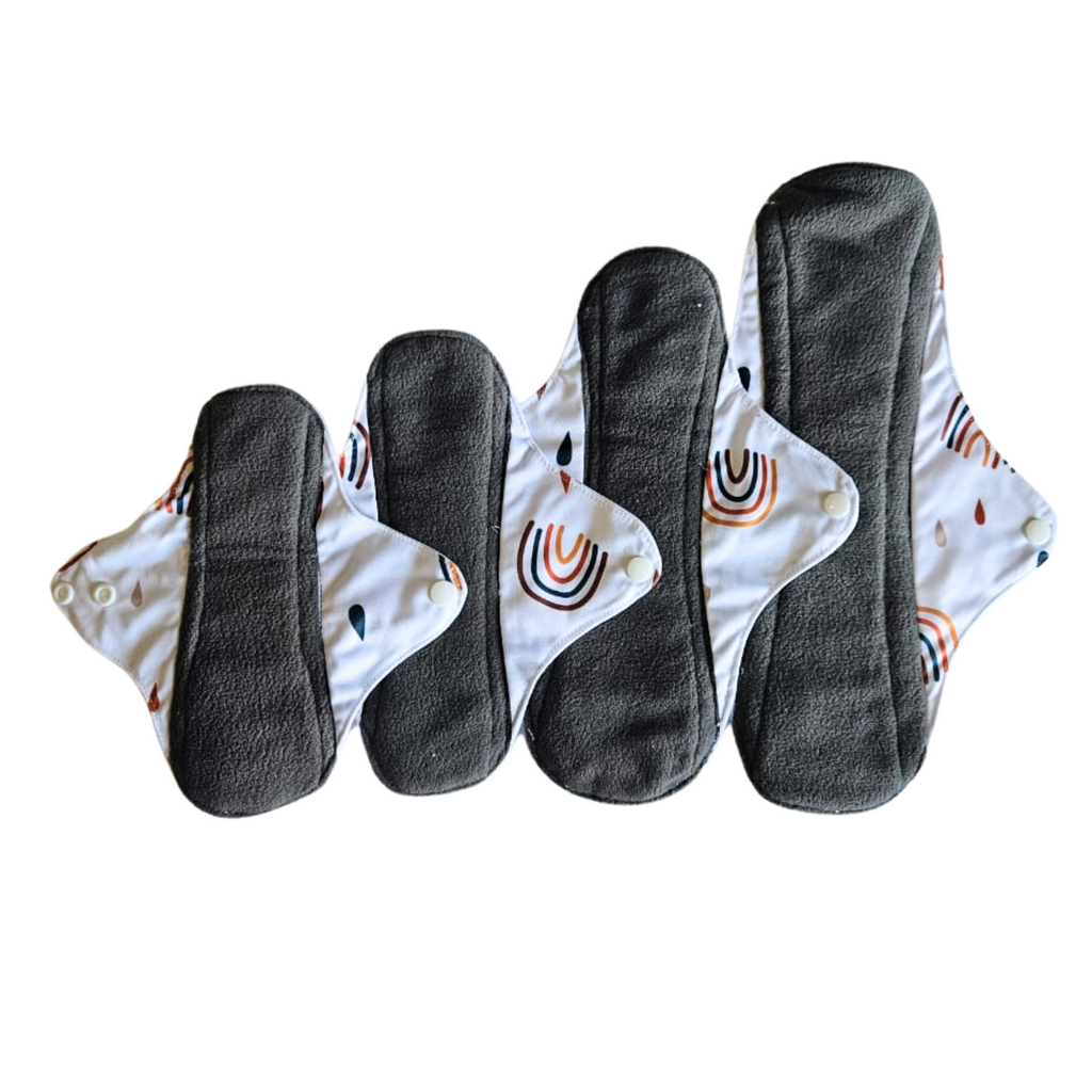 Menstrual Cloth Pad Set - Rainy Rainbow