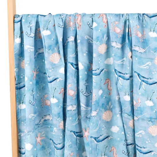Bamboo Cotton Muslin Blanket - Deep Sea
