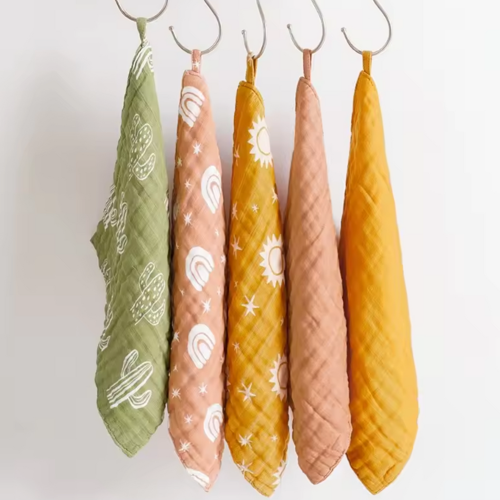 5pc Muslin Wash Cloth Set - Earth
