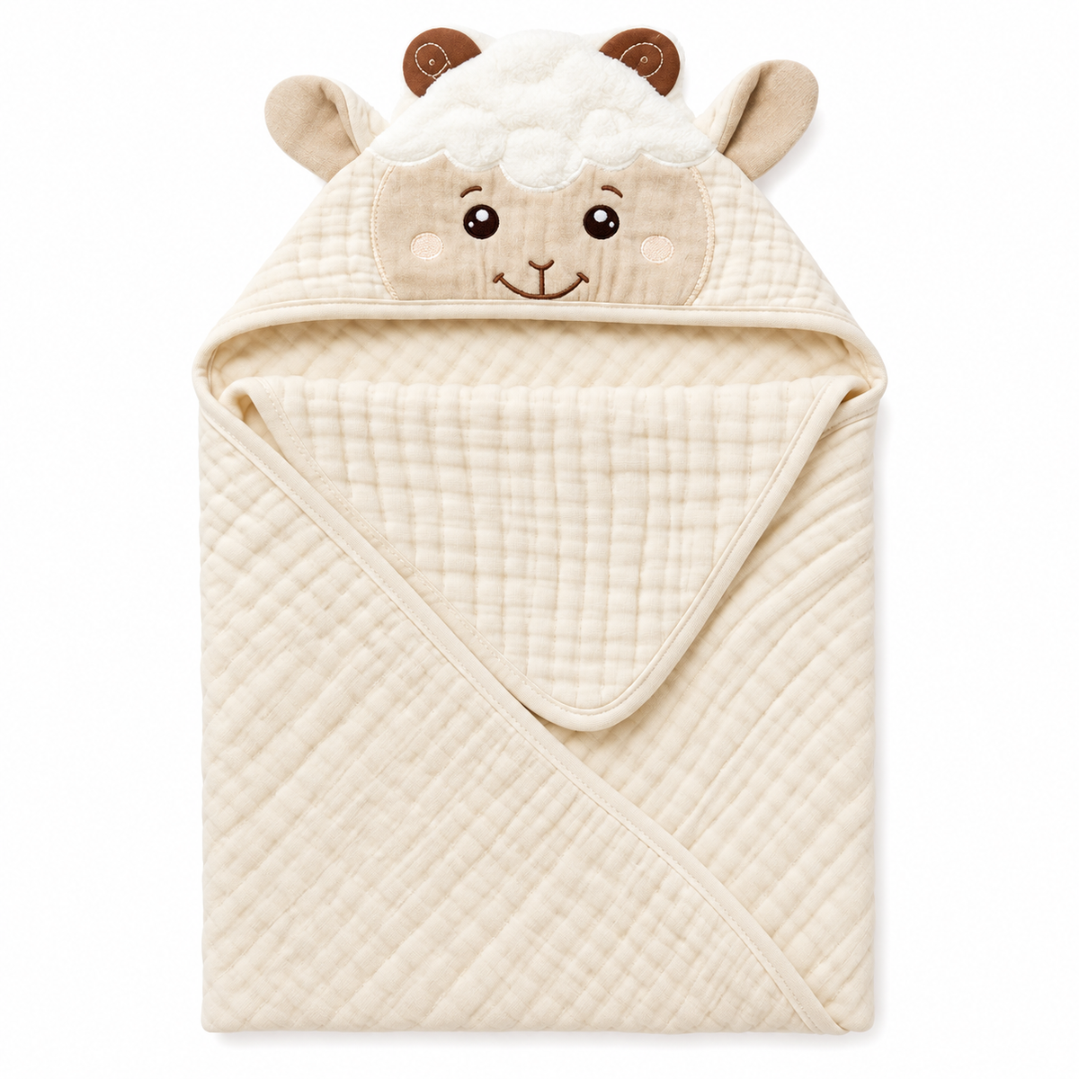 Little Lamb Hugs Muslin Hooded Towel