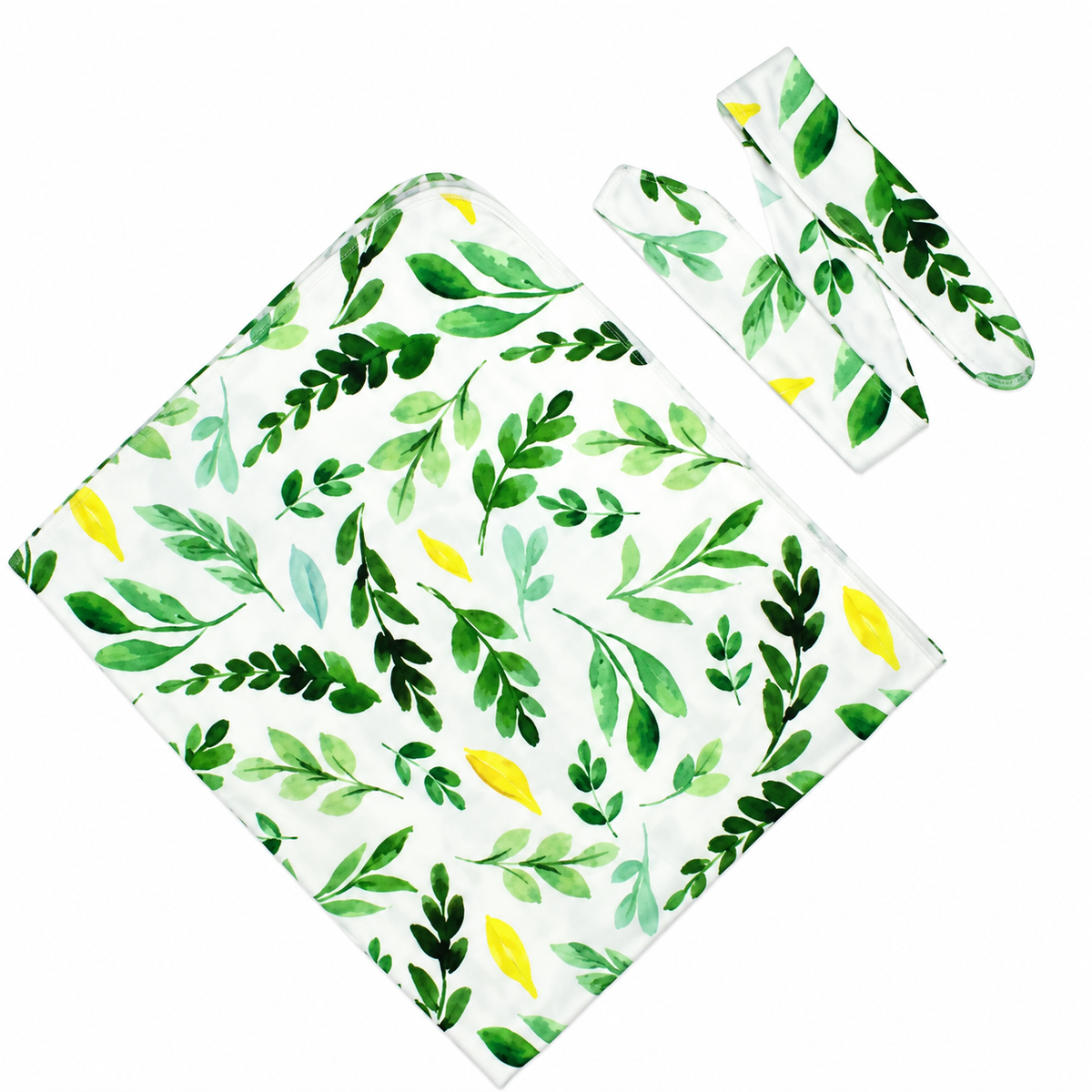 Baby Leaf Swaddle Blanket Set with Headband