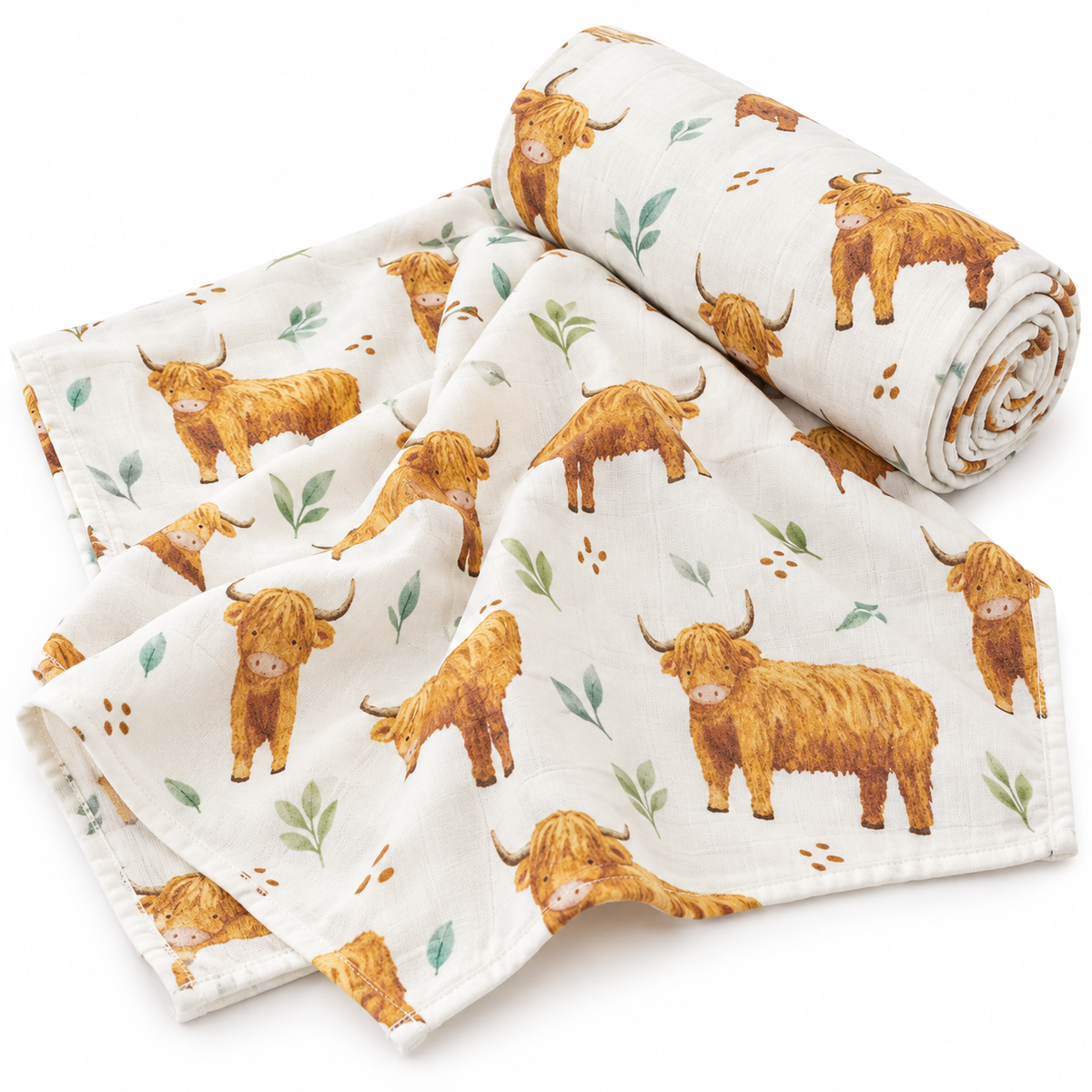 Bamboo Cotton Muslin Blanket - Highland Cows