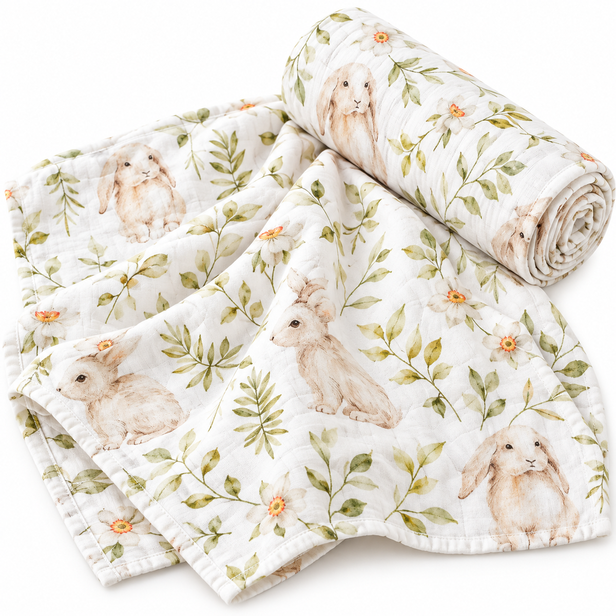 Bamboo Cotton Muslin Blanket - Bunnies