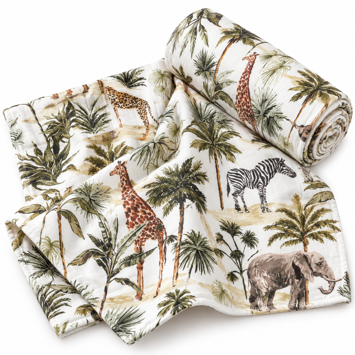 Bamboo Cotton Muslin Blanket - Safari