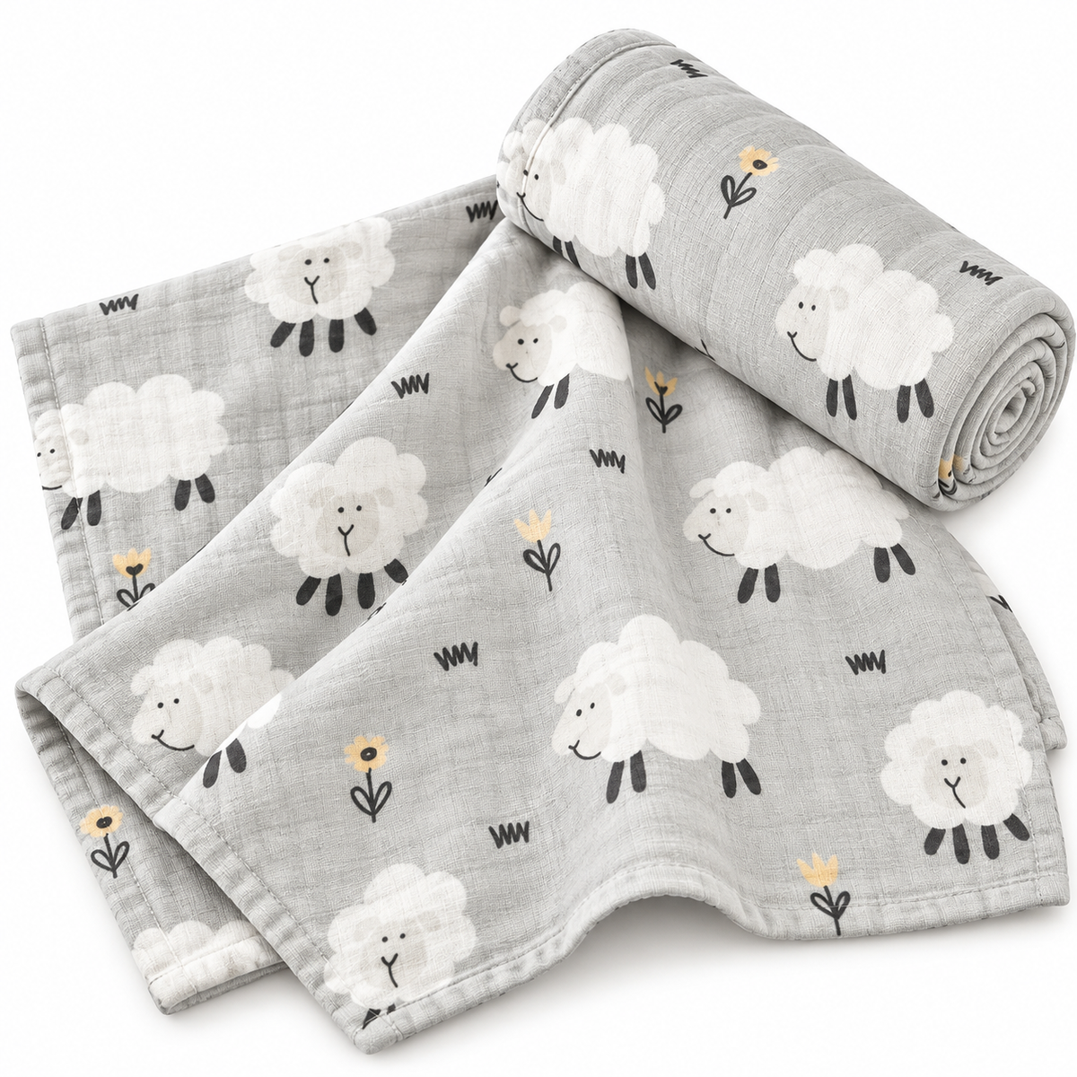 Bamboo Cotton Muslin Blanket - Sheep