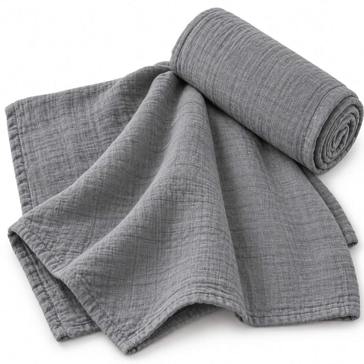100% Cotton Muslin Blanket - Grey