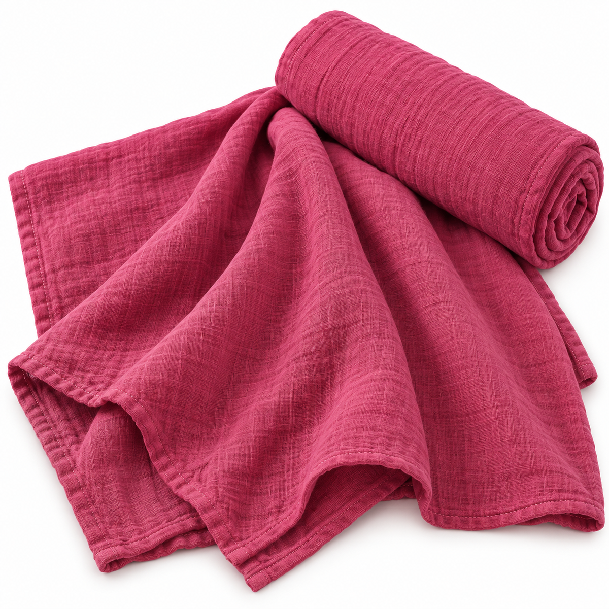 100% Cotton Muslin Blanket - Dark Pink