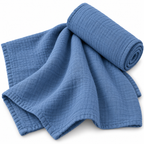 100% Cotton Muslin Blanket - Blue