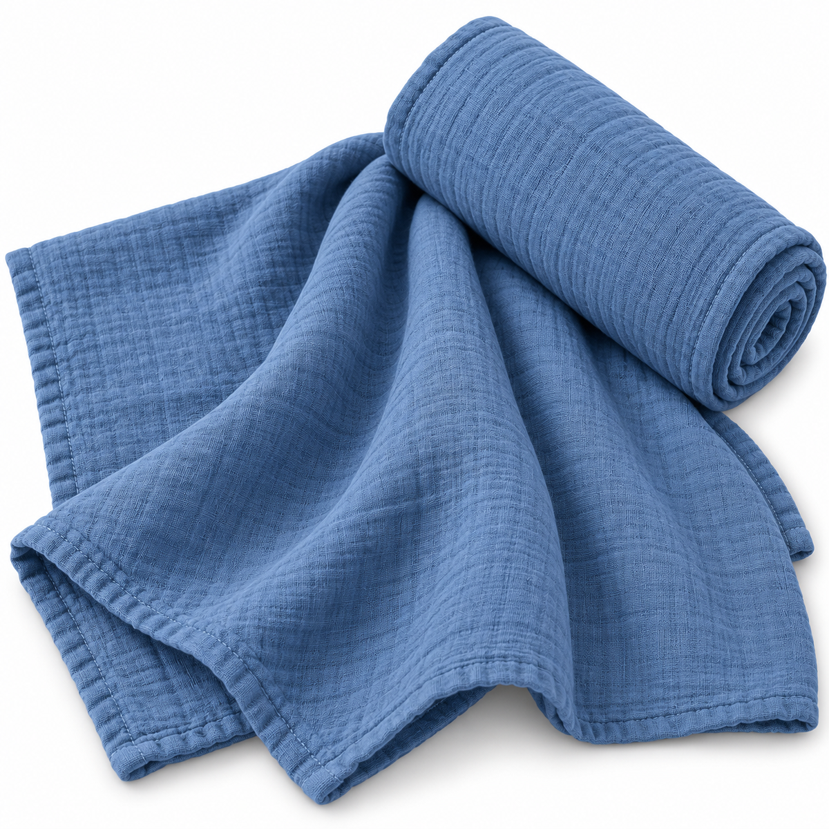 100% Cotton Muslin Blanket - Blue
