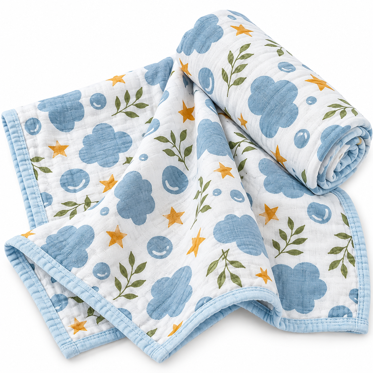 4 Layers 100% Organic Cotton Muslin Blanket - Cloudy