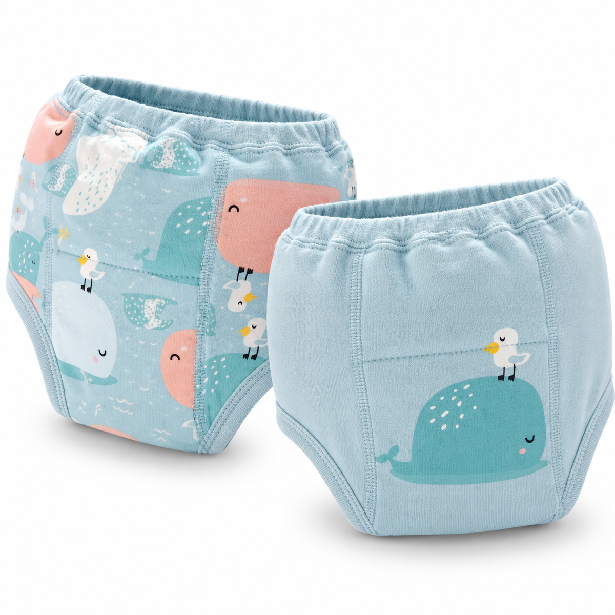 Cotton Training Pant - Whales (2pc Set)