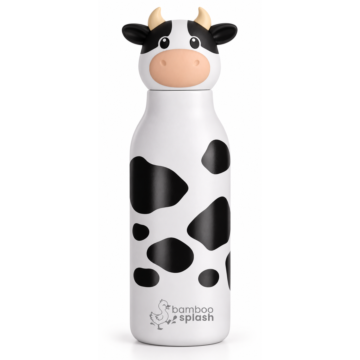Bamboo Splash 500ml Kids Stainless Steel Water Bottle | Cow