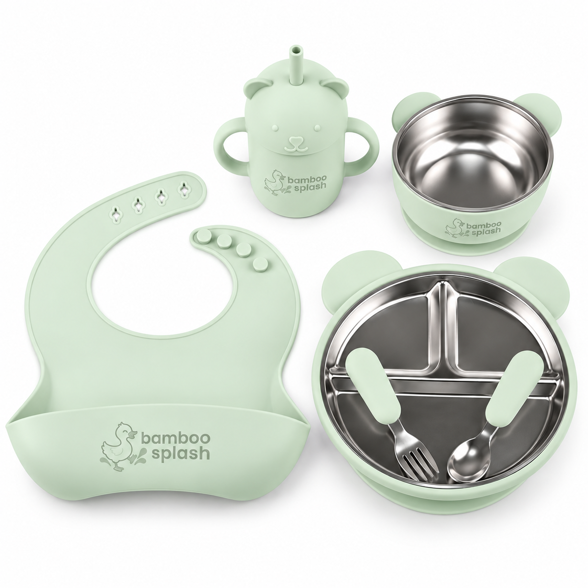 Bamboo Splash – Tiny Tummies Feeding Set | Green