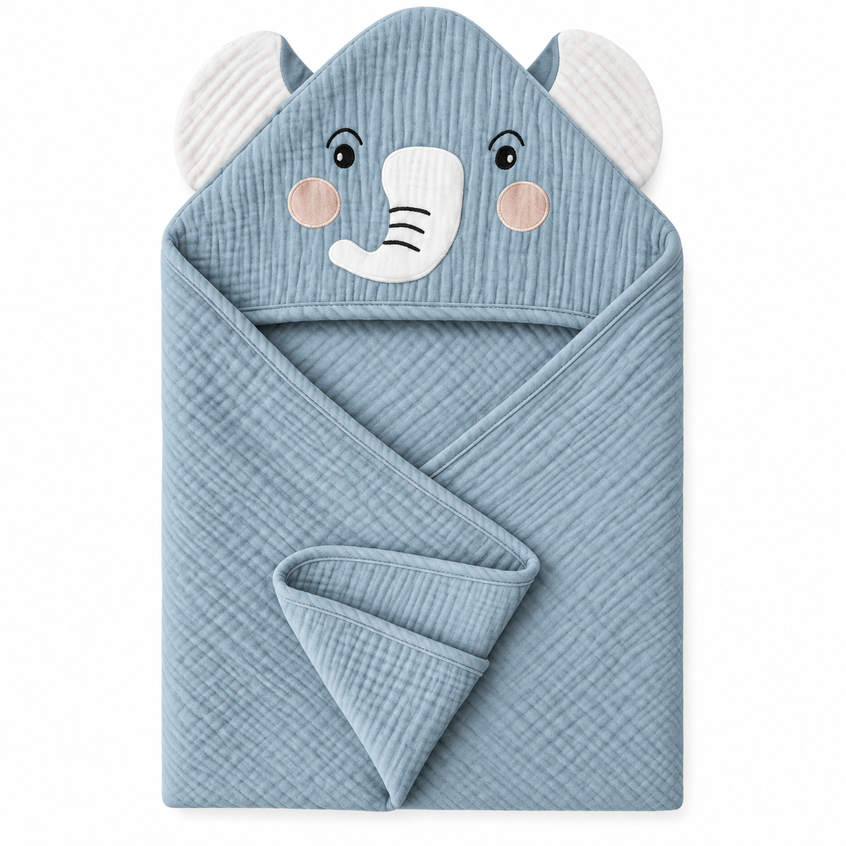 Ellie Blue Muslin Hooded Towel