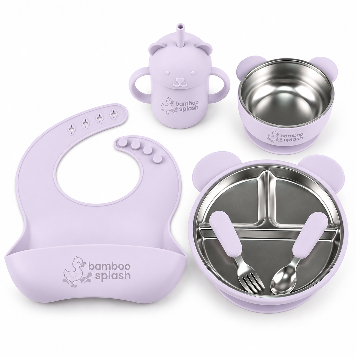 Bamboo Splash – Tiny Tummies Feeding Set | GPurple)