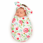 Baby Beautiful Floral Swaddle Blanket and Headband Set