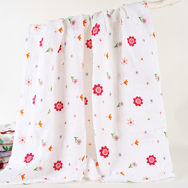 100% Cotton Muslin Blanket - Small Flowers