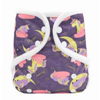 Minky Cover Cloth Nappy - Unicorns Dark Purple