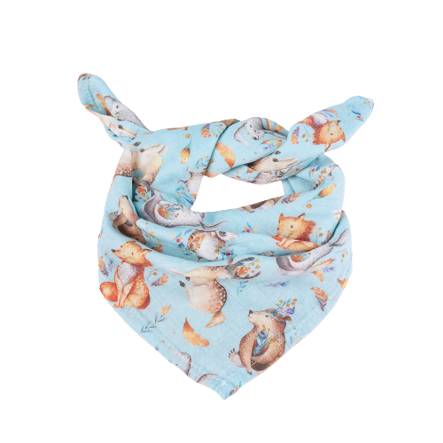 Muslin Bib - Blue Forest Animals