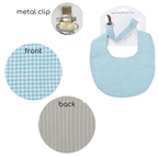 Cotton Bib & Dummy Clip - Turquoise and Grey Check