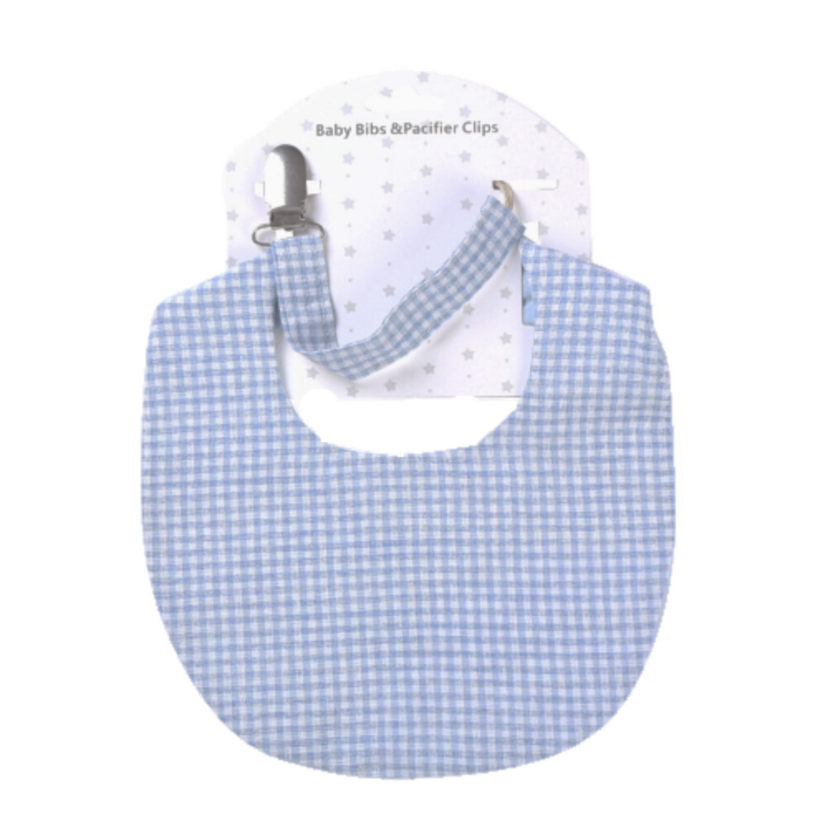 Cotton Bib & Dummy Clip - Dark Blue Check