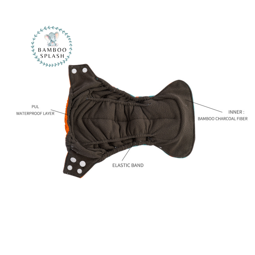 Newborn - AIO Bamboo Charcoal Cloth Nappy  - Crabs