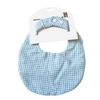 Cotton Bib & Dummy Clip - Grey and Turquoise
