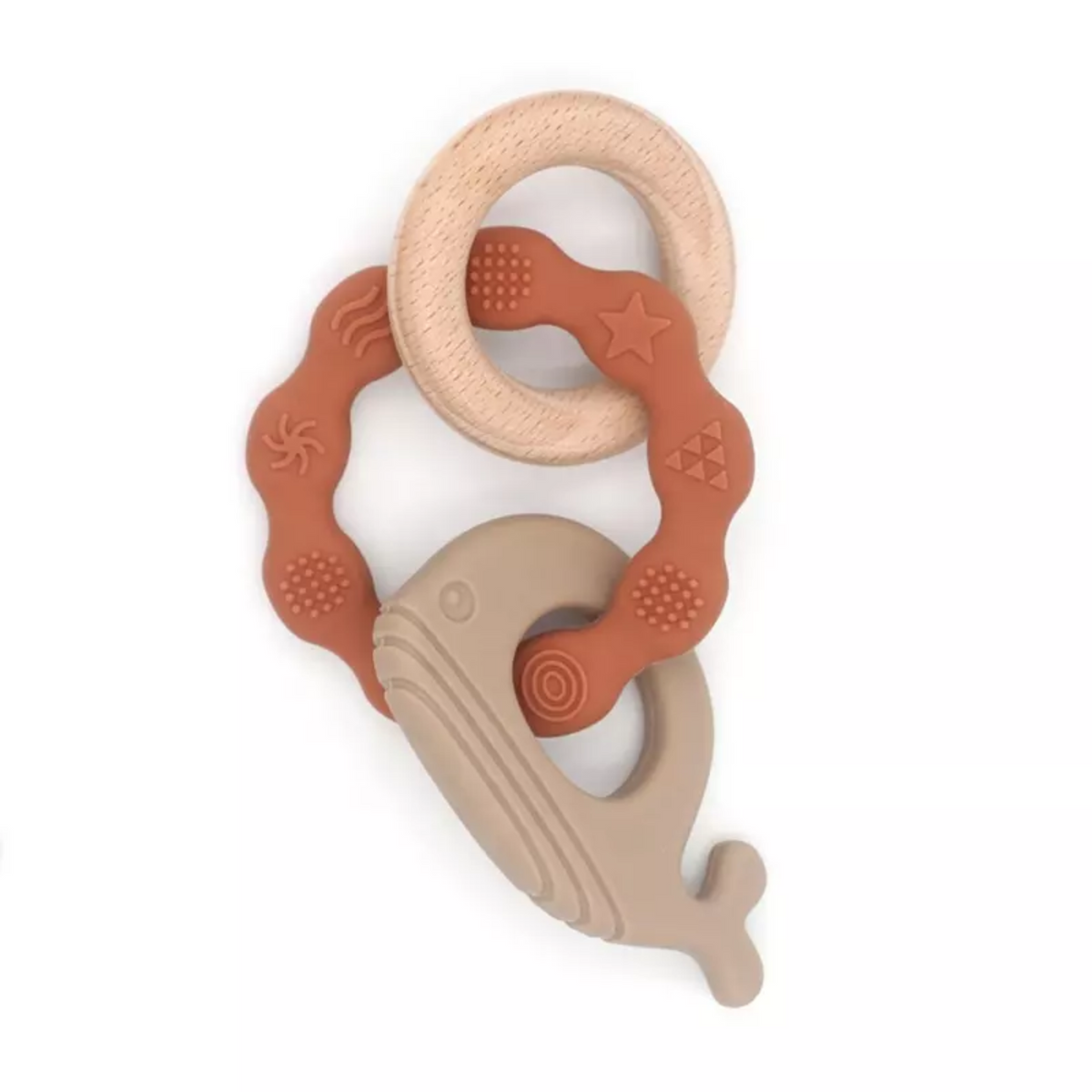 Silicone Teether - Rust Orange Whale