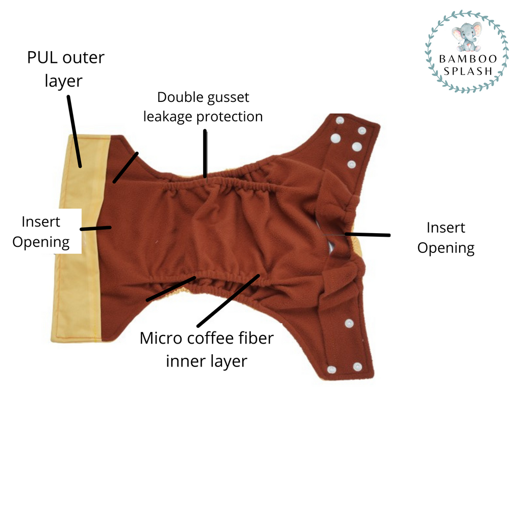 Pocket - Coffee Fleece Cloth Nappy - Wild Child