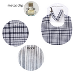 Cotton Bib & Dummy Clip - Black Plaid