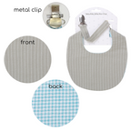 Cotton Bib & Dummy Clip - Grey and Turquoise