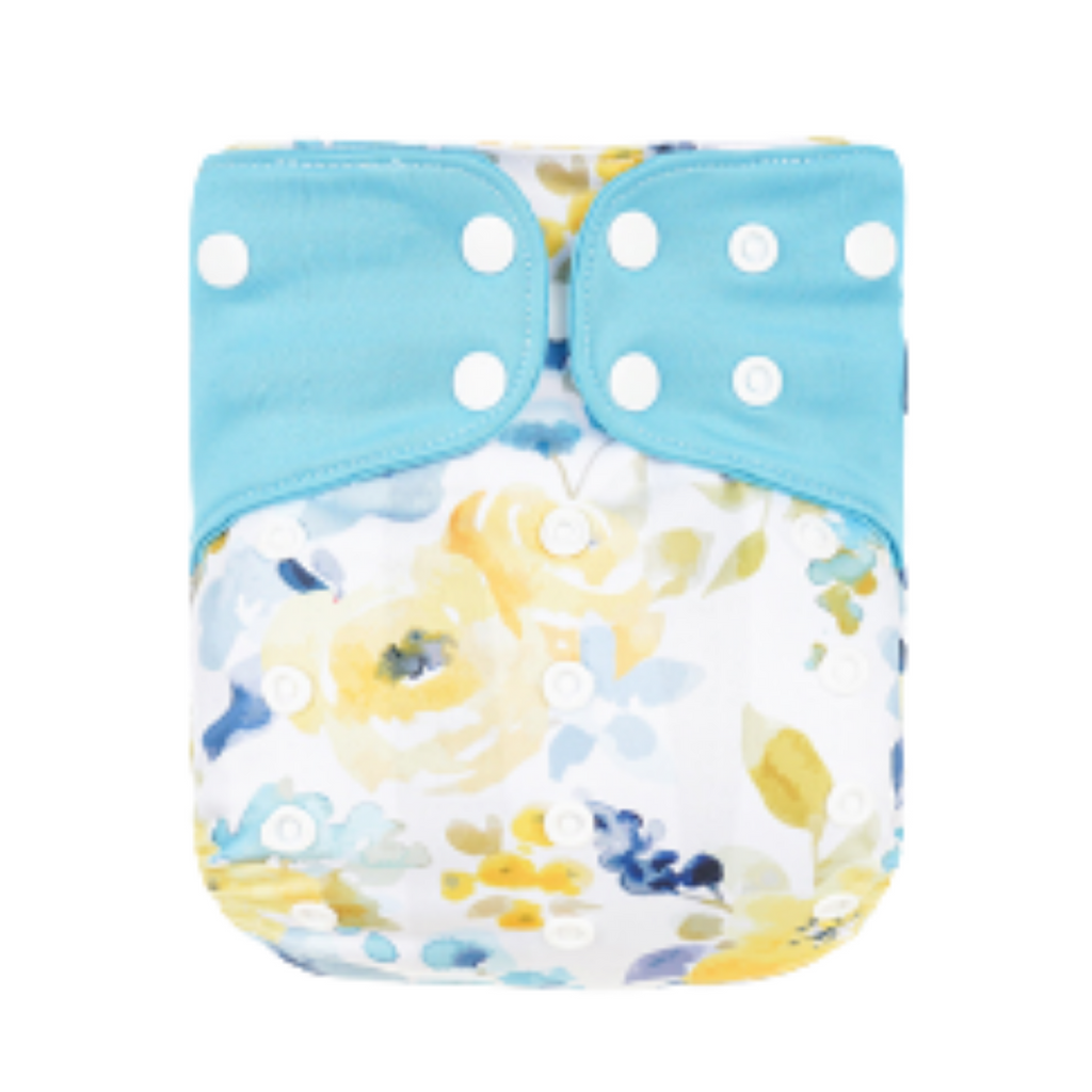 Pocket AWJ Grey Mesh Cloth Nappy - Yellow Floral
