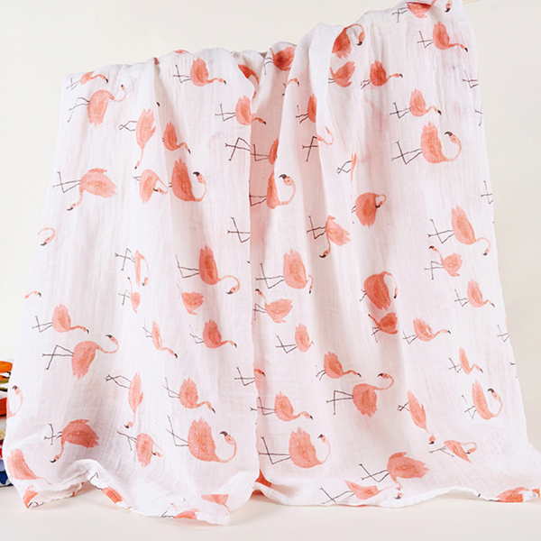 100% Cotton Muslin Blanket - Flamingo's
