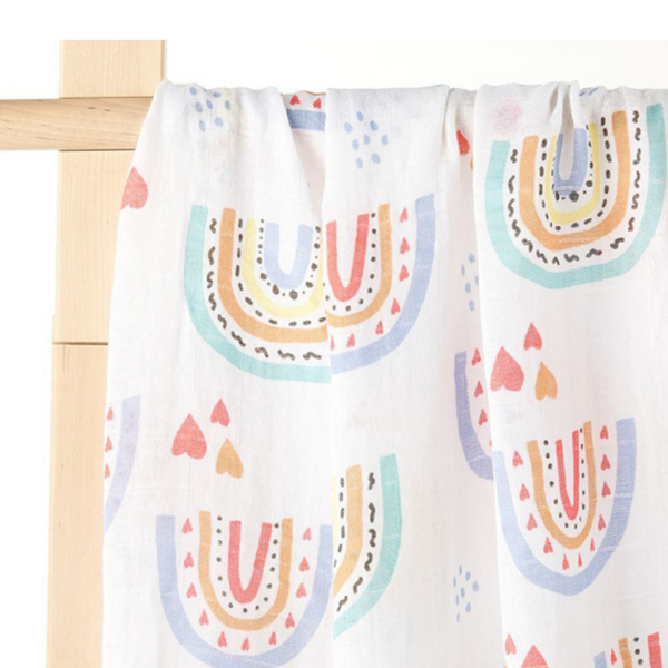 Bamboo Cotton Muslin Blanket - Soft Rainbow