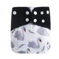 Pocket AWJ Grey Mesh  Cloth Nappy- White Swans