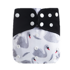 Pocket AWJ Grey Mesh  Cloth Nappy- White Swans