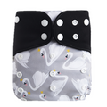Pocket AWJ Grey Mesh Cloth Nappy - Light Grey Swans
