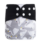 Pocket AWJ Grey Mesh Cloth Nappy - Light Grey Swans