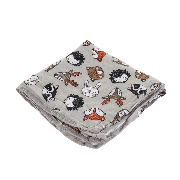 4 Layers 100% Organic Cotton Muslin Blanket - Animal Family