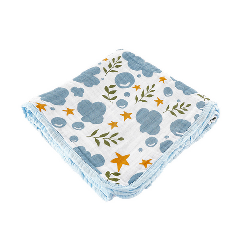 4 Layers 100% Organic Cotton Muslin Blanket - Cloudy