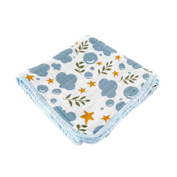 4 Layers 100% Organic Cotton Muslin Blanket - Cloudy