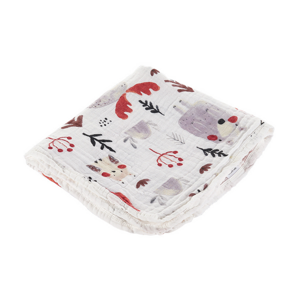 4 Layers 100% Organic Cotton Muslin Blanket - Whimsical Animals