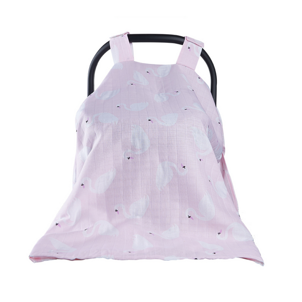 Muslin Car Seat/Stroller Cover - Swans