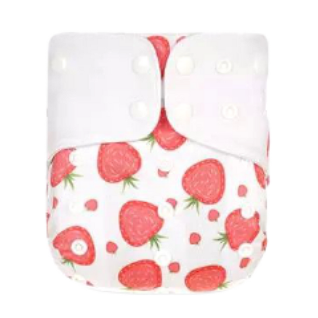 Pocket AWJ Grey Mesh Cloth Nappy - Strawberry