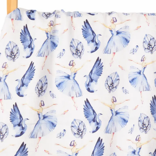 Bamboo Cotton Muslin Blanket - Swan Lake