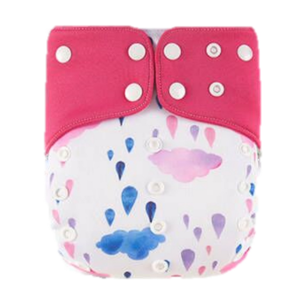 Pocket AWJ Grey Mesh Cloth Nappy - Rainy Days