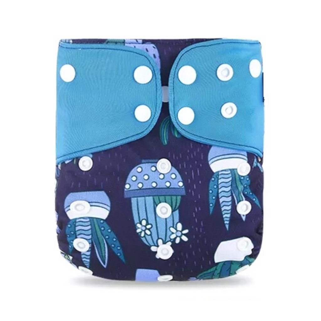 Pocket AWJ Grey Mesh Cloth Nappy - Plant Lover