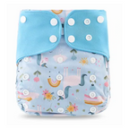 Pocket Cloth Nappy AWJ Grey Mesh - Blue Unicorns