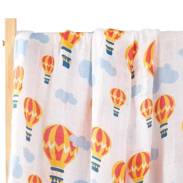 100% Cotton Muslin Blanket - Hot Air Balloons